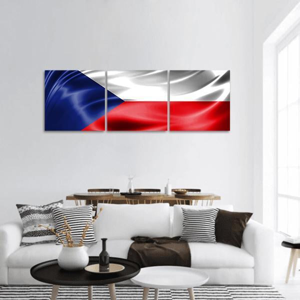 Czech Republic Flag Panoramic Canvas Wall Art-3 Piece-25" x 08"-Tiaracle