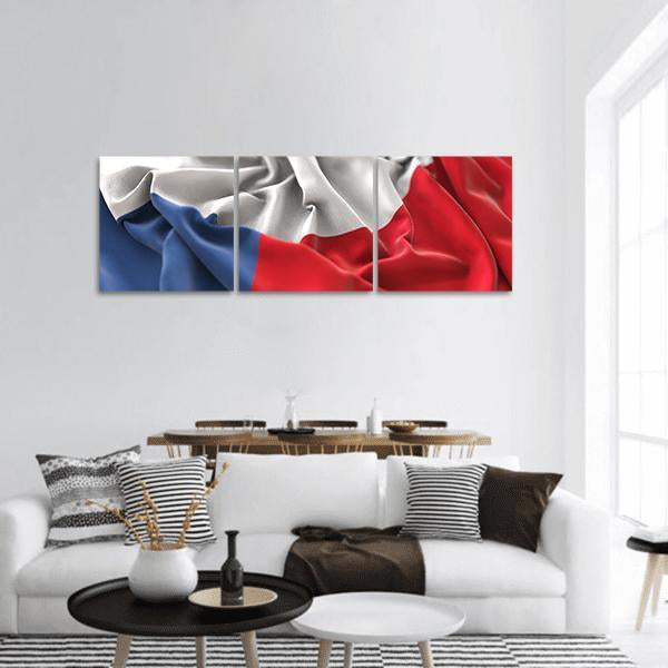 Czech Republic Flag Panoramic Canvas Wall Art-3 Piece-25" x 08"-Tiaracle