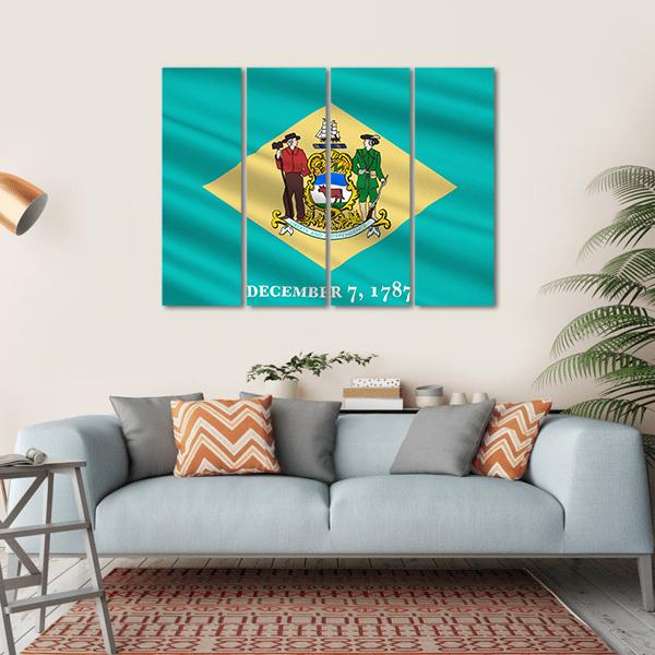 Flag Of Delaware Canvas Wall Art-4 Horizontal-Gallery Wrap-34" x 24"-Tiaracle