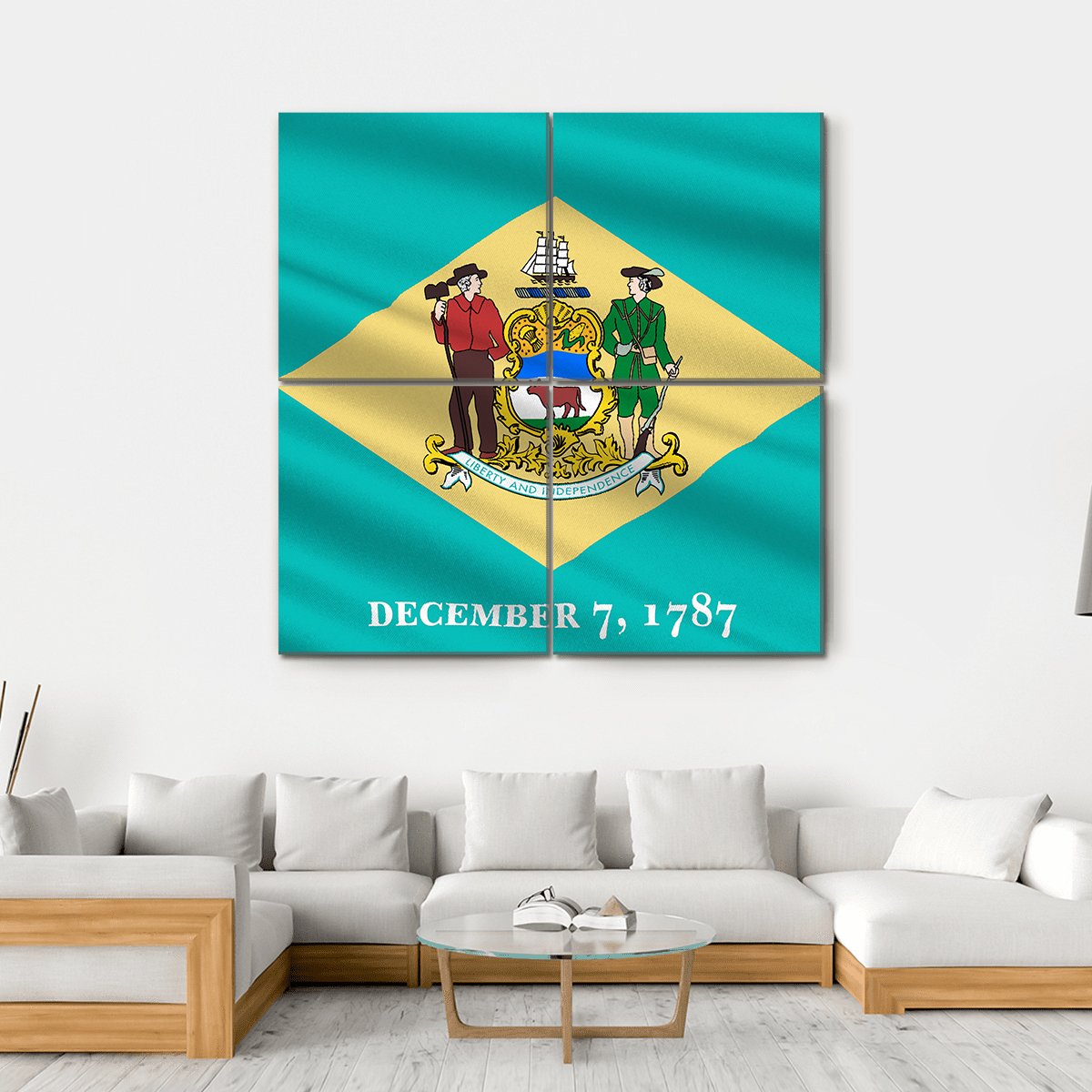 Flag Of Delaware Canvas Wall Art-4 Square-Gallery Wrap-17" x 17"-Tiaracle