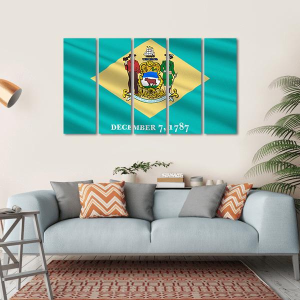 Flag Of Delaware Canvas Wall Art-5 Horizontal-Gallery Wrap-22" x 12"-Tiaracle