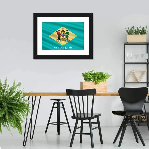 Flag Of Delaware Canvas Wall Art-5 Horizontal-Gallery Wrap-22" x 12"-Tiaracle