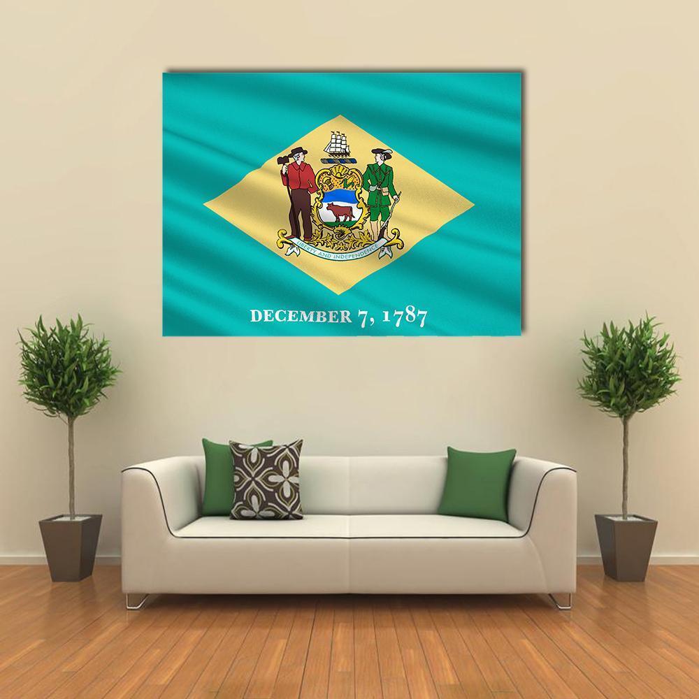 Flag Of Delaware Canvas Wall Art-1 Piece-Gallery Wrap-48" x 32"-Tiaracle
