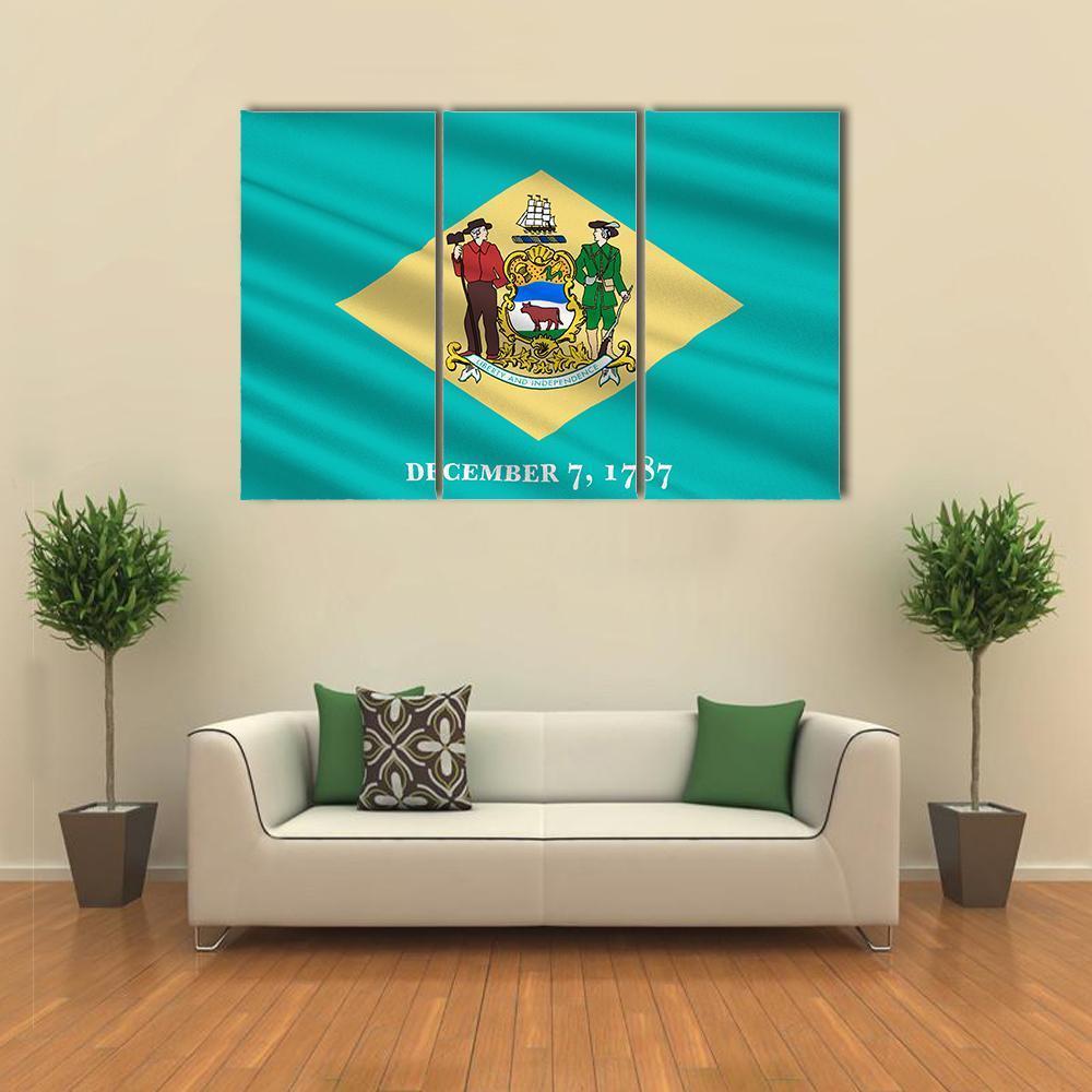 Flag Of Delaware Canvas Wall Art-3 Horizontal-Gallery Wrap-37" x 24"-Tiaracle