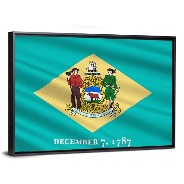 Flag Of Delaware Canvas Wall Art-3 Horizontal-Gallery Wrap-25" x 16"-Tiaracle