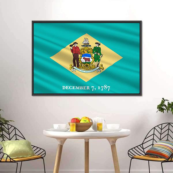 Flag Of Delaware Canvas Wall Art-3 Horizontal-Gallery Wrap-25" x 16"-Tiaracle