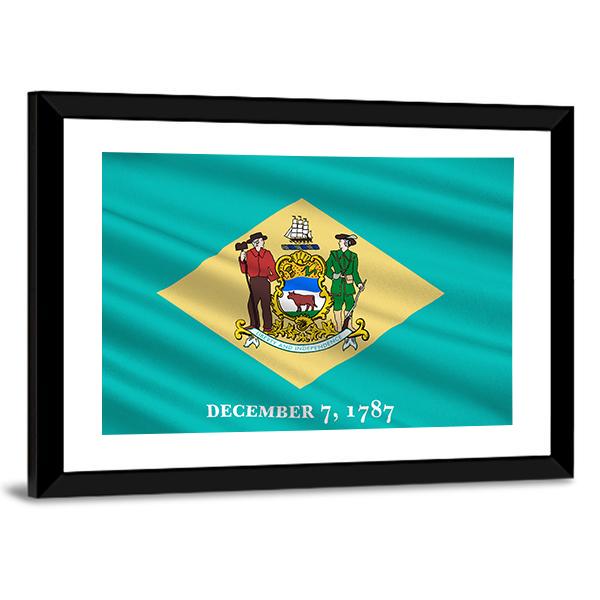 Flag Of Delaware Canvas Wall Art-3 Horizontal-Gallery Wrap-25" x 16"-Tiaracle
