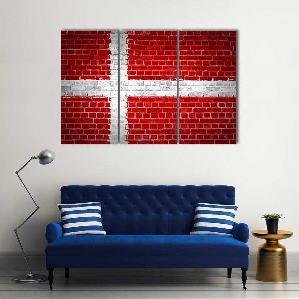 Flag Of Denmark Canvas Wall Art-3 Horizontal-Gallery Wrap-37" x 24"-Tiaracle