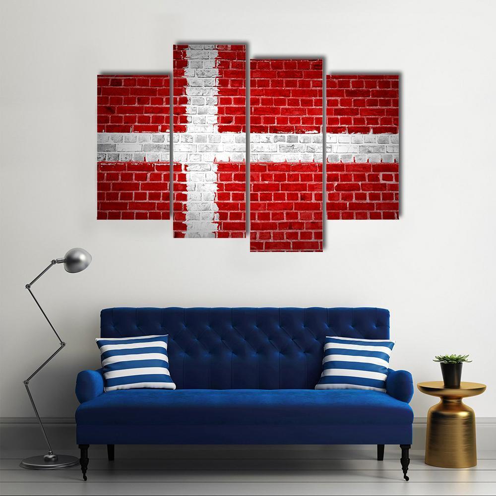Flag Of Denmark Canvas Wall Art-4 Pop-Gallery Wrap-50" x 32"-Tiaracle