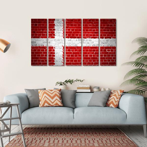 Flag Of Denmark Canvas Wall Art-5 Horizontal-Gallery Wrap-22" x 12"-Tiaracle