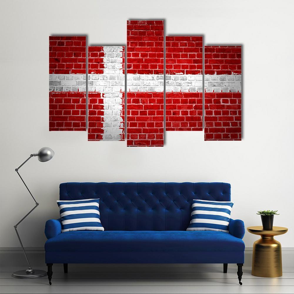 Flag Of Denmark Canvas Wall Art-5 Pop-Gallery Wrap-47" x 32"-Tiaracle