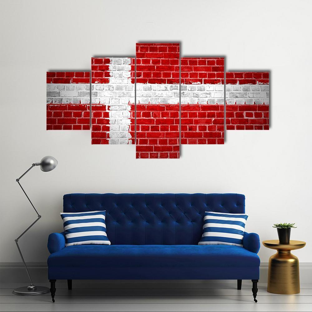 Flag Of Denmark Canvas Wall Art-5 Star-Gallery Wrap-62" x 32"-Tiaracle