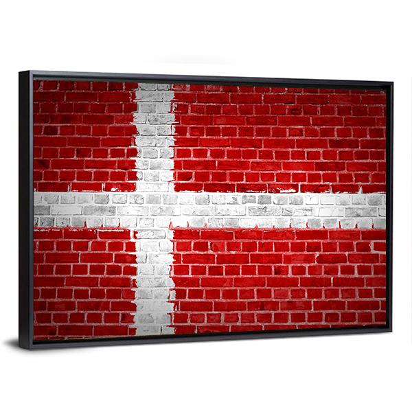 Flag Of Denmark Canvas Wall Art-3 Horizontal-Gallery Wrap-25" x 16"-Tiaracle