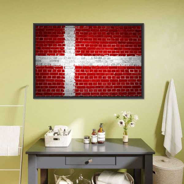 Flag Of Denmark Canvas Wall Art-3 Horizontal-Gallery Wrap-25" x 16"-Tiaracle