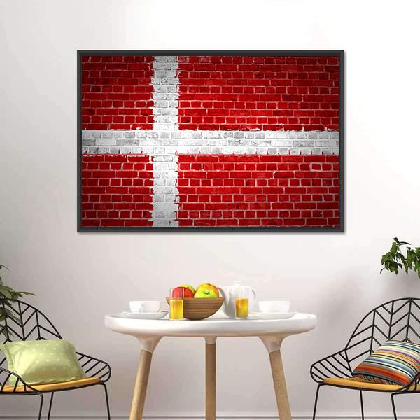 Flag Of Denmark Canvas Wall Art-1 Piece-Floating Frame-24" x 16"-Tiaracle