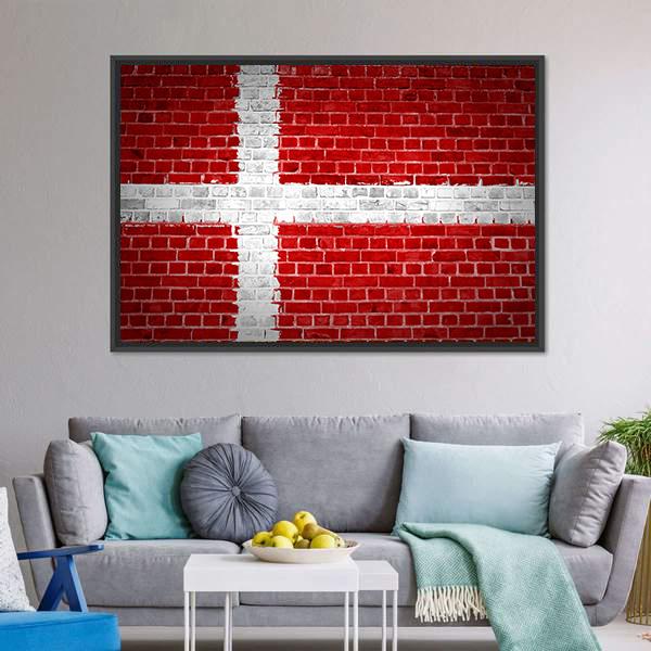 Flag Of Denmark Canvas Wall Art-3 Horizontal-Gallery Wrap-25" x 16"-Tiaracle