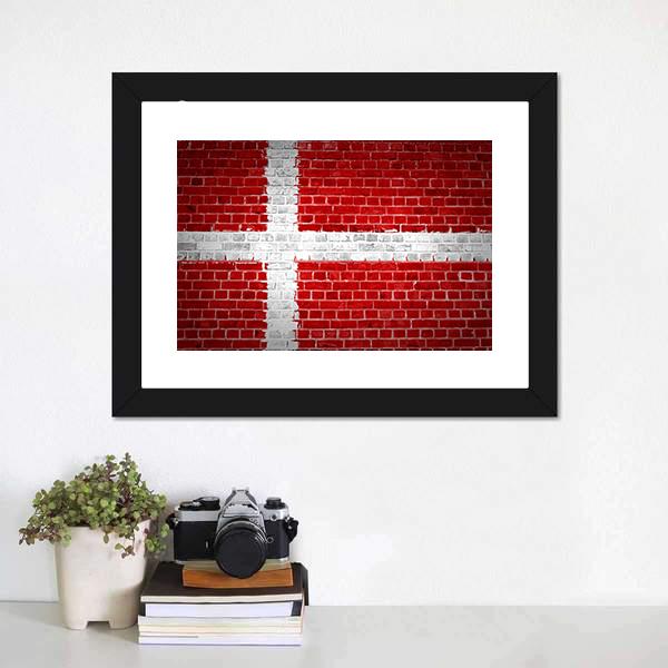Flag Of Denmark Canvas Wall Art-3 Horizontal-Gallery Wrap-25" x 16"-Tiaracle