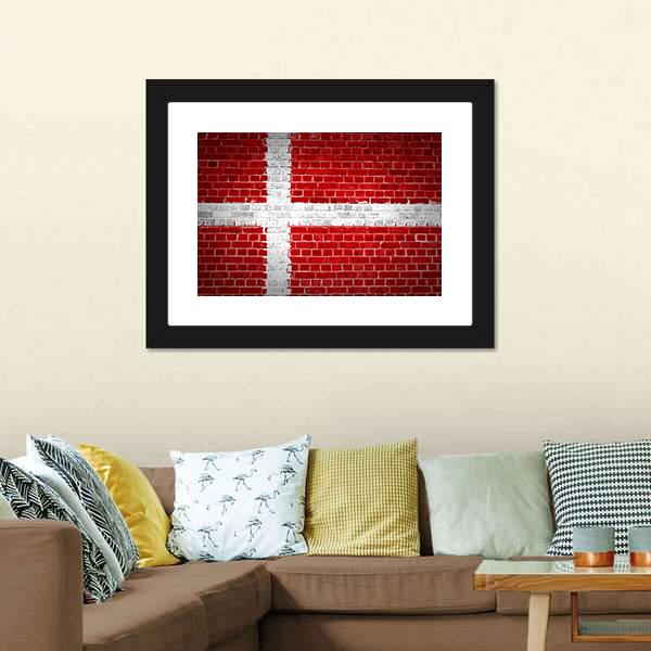 Flag Of Denmark Canvas Wall Art-1 Piece-Framed Print-20" x 16"-Tiaracle