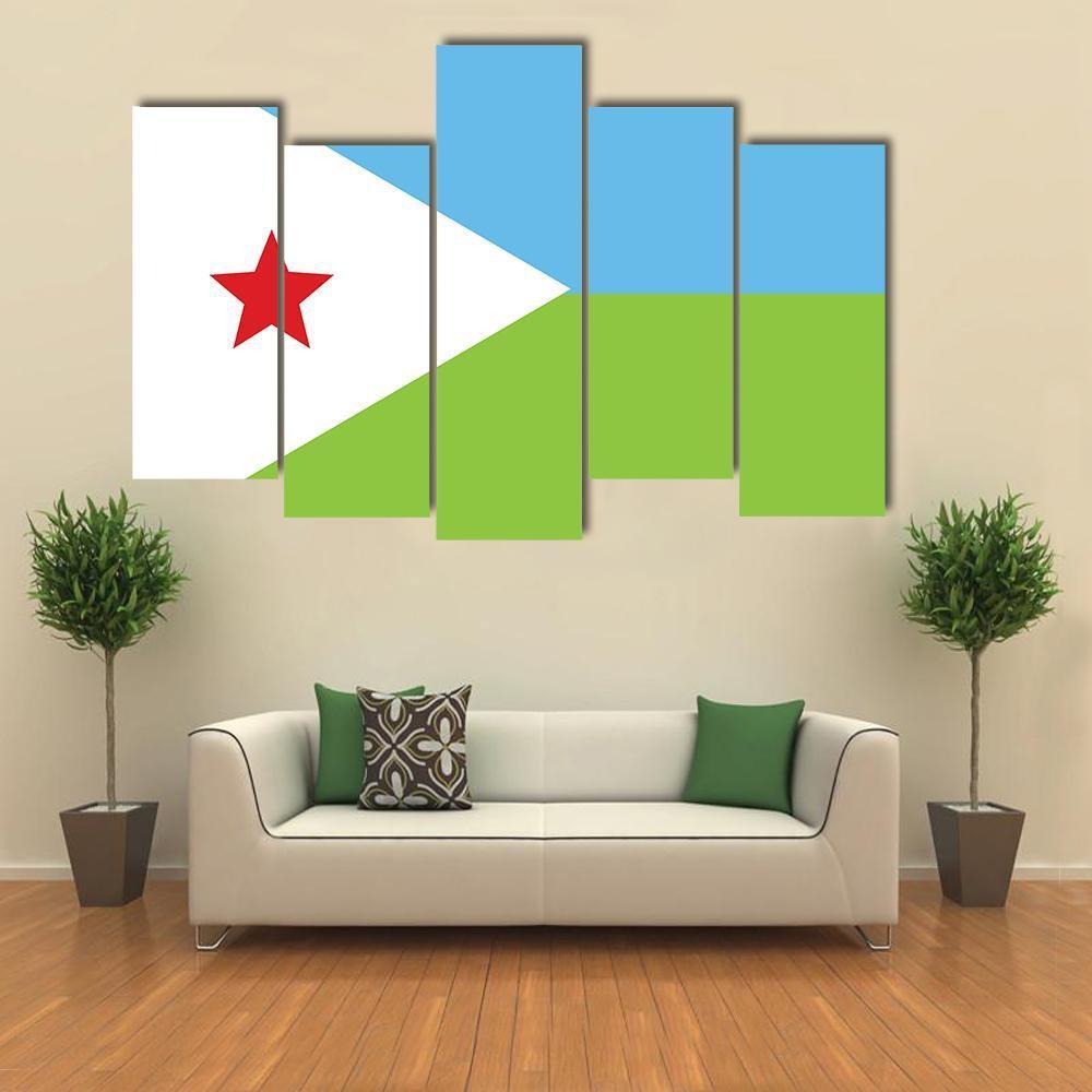 Flag Of Djibouti Canvas Wall Art-5 Pop-Gallery Wrap-47" x 32"-Tiaracle