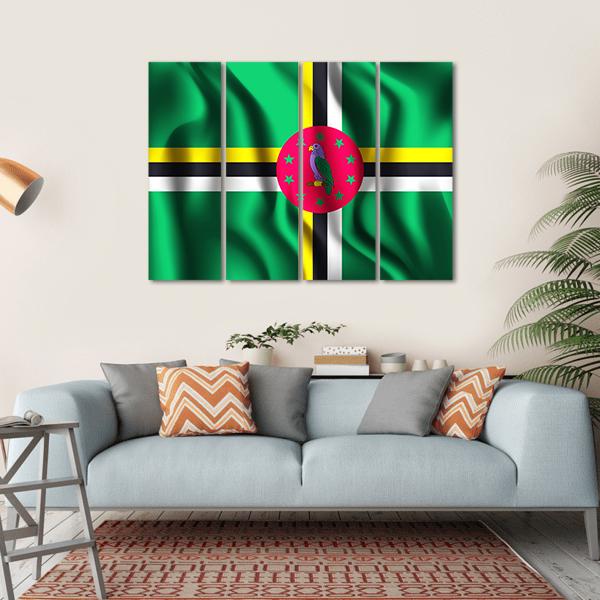 Flag Of Dominica Canvas Wall Art-4 Horizontal-Gallery Wrap-34" x 24"-Tiaracle