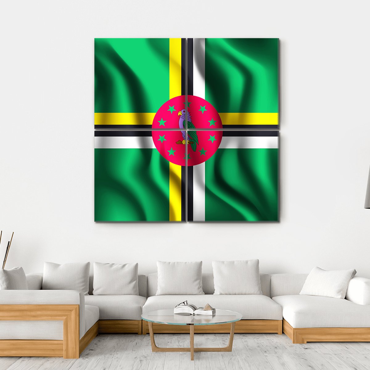 Flag Of Dominica Canvas Wall Art-4 Square-Gallery Wrap-17" x 17"-Tiaracle
