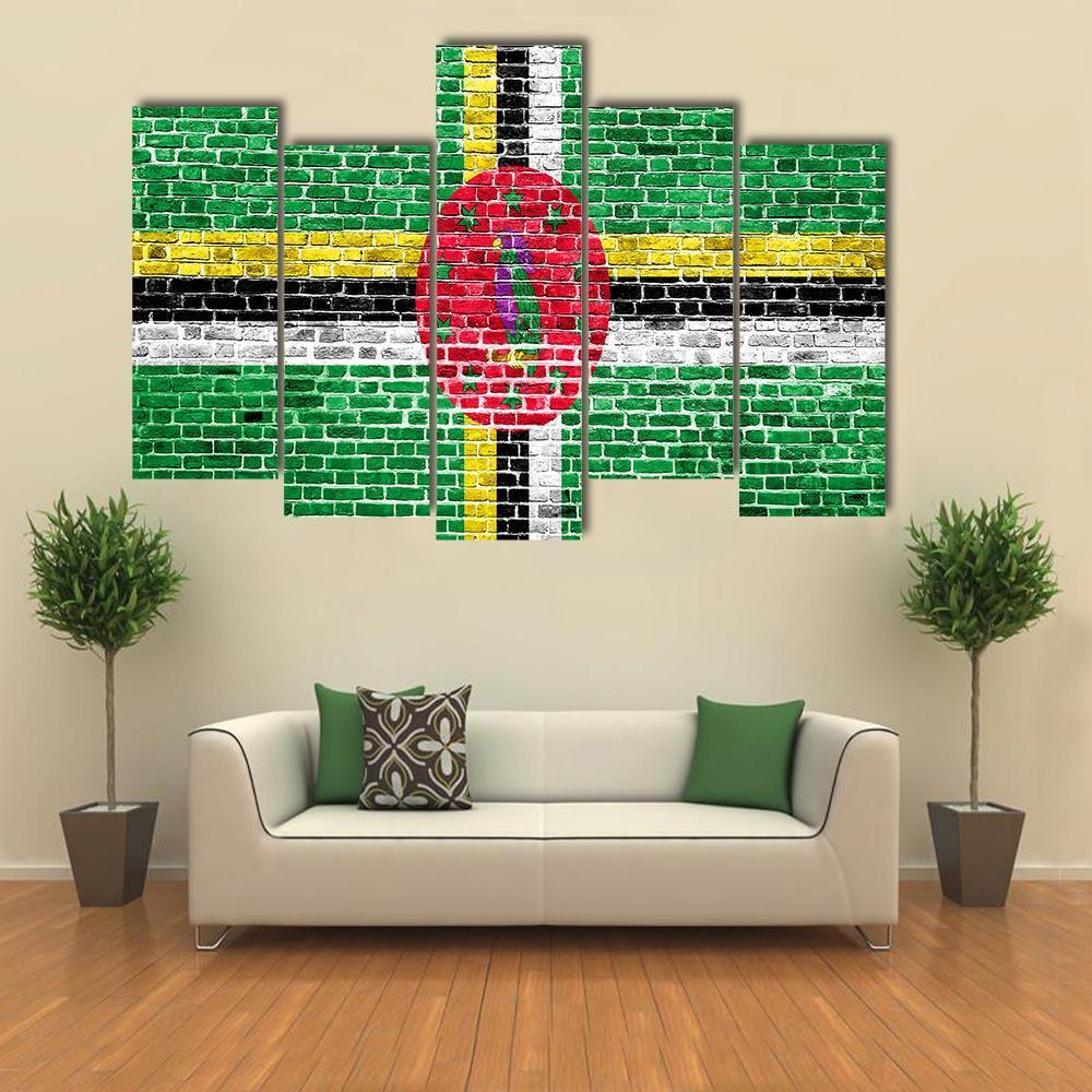 Flag Of Dominica Canvas Wall Art-5 Pop-Gallery Wrap-47" x 32"-Tiaracle