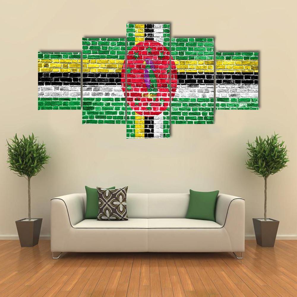 Flag Of Dominica Canvas Wall Art-5 Star-Gallery Wrap-62" x 32"-Tiaracle