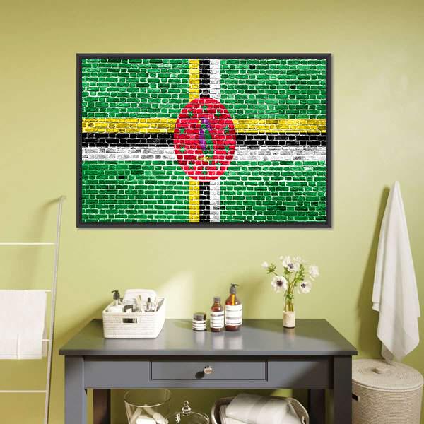 Flag Of Dominica Canvas Wall Art-1 Piece-Floating Frame-24" x 16"-Tiaracle