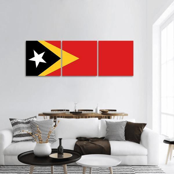 East Timor Flag Panoramic Canvas Wall Art-3 Piece-25" x 08"-Tiaracle