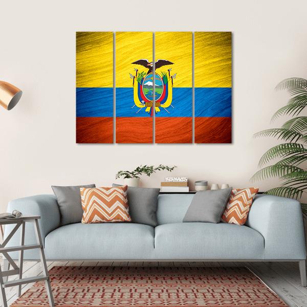 Flag Of Ecuador Canvas Wall Art-4 Horizontal-Gallery Wrap-34" x 24"-Tiaracle