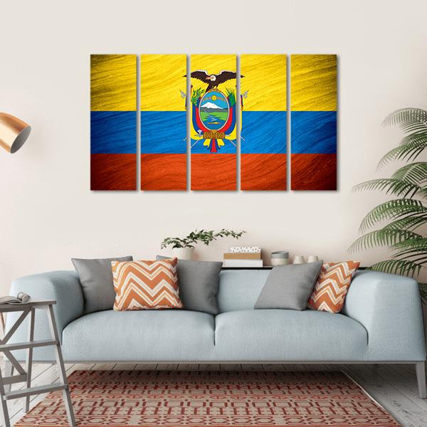 Flag Of Ecuador Canvas Wall Art-5 Horizontal-Gallery Wrap-22" x 12"-Tiaracle