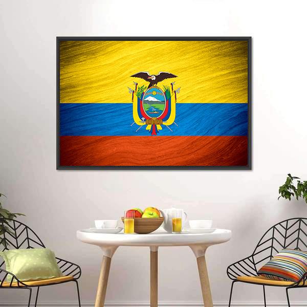 Flag Of Ecuador Canvas Wall Art-5 Horizontal-Gallery Wrap-22" x 12"-Tiaracle