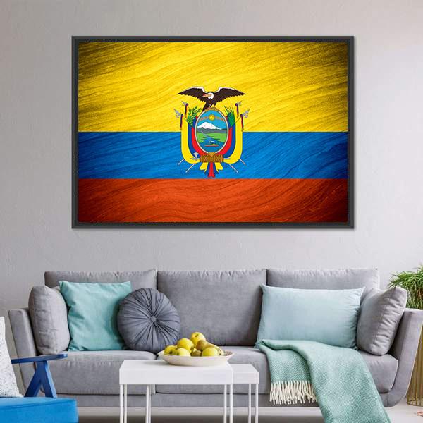 Flag Of Ecuador Canvas Wall Art-5 Horizontal-Gallery Wrap-22" x 12"-Tiaracle