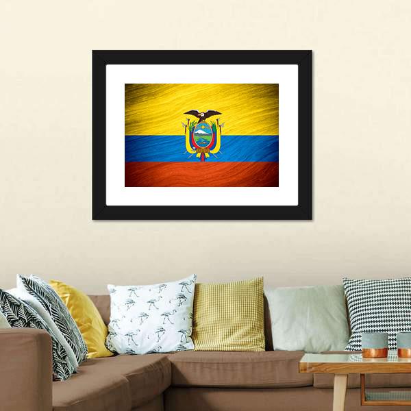 Flag Of Ecuador Canvas Wall Art-5 Horizontal-Gallery Wrap-22" x 12"-Tiaracle