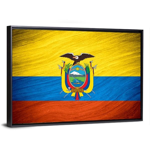 Flag Of Ecuador Canvas Wall Art-5 Horizontal-Gallery Wrap-22" x 12"-Tiaracle