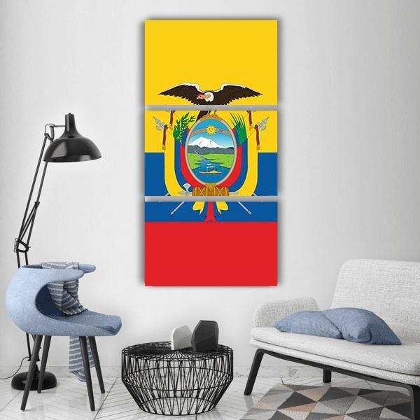 Ecuador Flag Vertical Canvas Wall Art-3 Vertical-Gallery Wrap-12" x 25"-Tiaracle