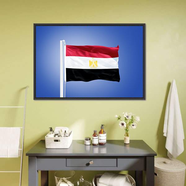 Flag Of Egypt Canvas Wall Art-1 Piece-Floating Frame-36" x 24"-Tiaracle