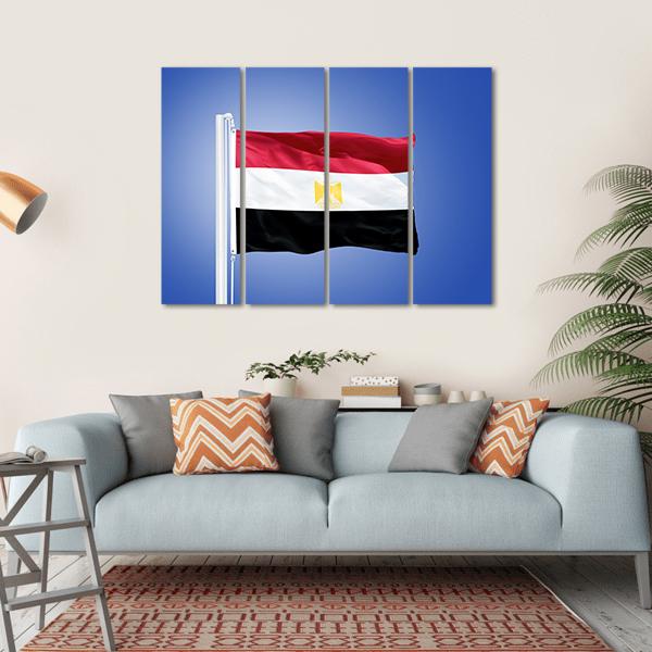Flag Of Egypt Canvas Wall Art-4 Horizontal-Gallery Wrap-34" x 24"-Tiaracle