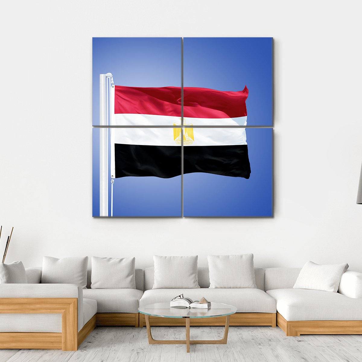 Flag Of Egypt Canvas Wall Art-4 Square-Gallery Wrap-17" x 17"-Tiaracle