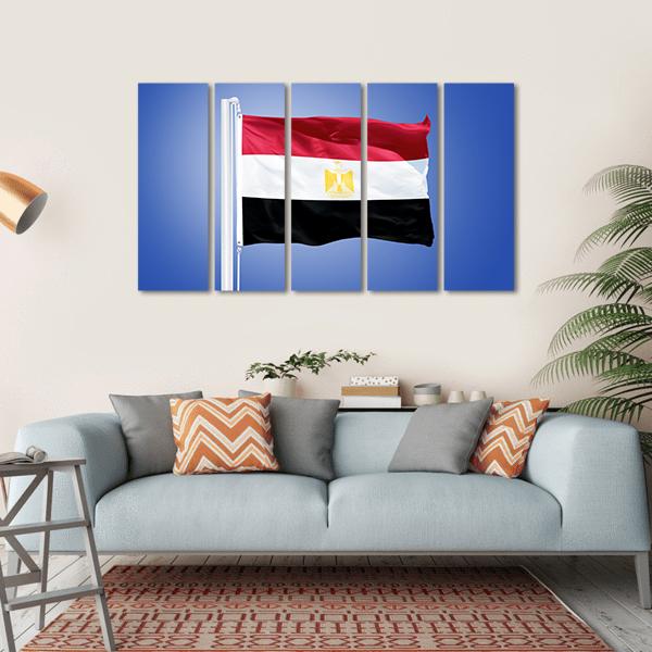 Flag Of Egypt Canvas Wall Art-5 Horizontal-Gallery Wrap-22" x 12"-Tiaracle