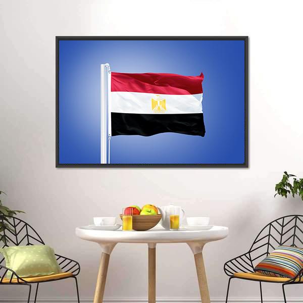 Flag Of Egypt Canvas Wall Art-5 Horizontal-Gallery Wrap-22" x 12"-Tiaracle