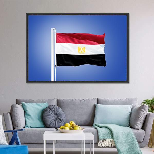 Flag Of Egypt Canvas Wall Art-5 Horizontal-Gallery Wrap-22" x 12"-Tiaracle