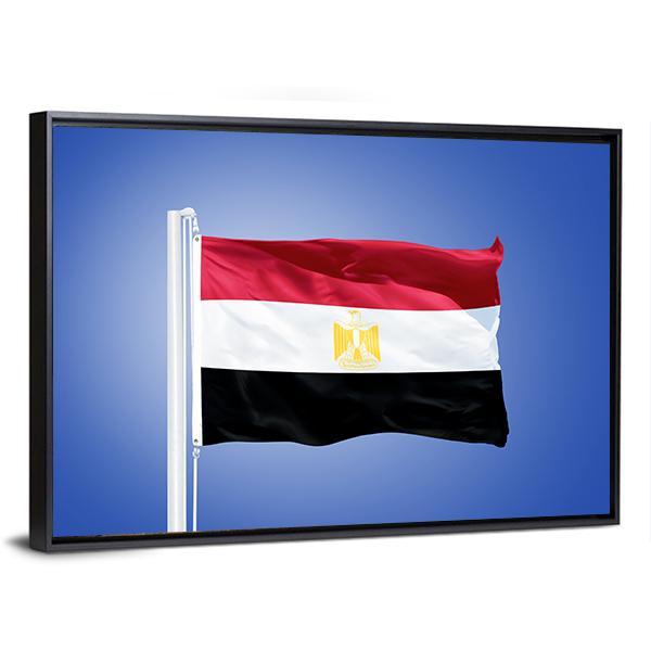 Flag Of Egypt Canvas Wall Art-5 Horizontal-Gallery Wrap-22" x 12"-Tiaracle