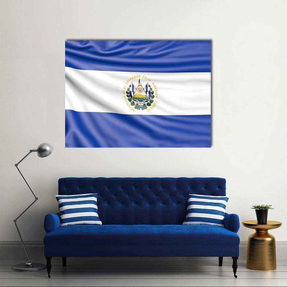 Flag Of El Salvador Canvas Wall Art-4 Pop-Gallery Wrap-50" x 32"-Tiaracle