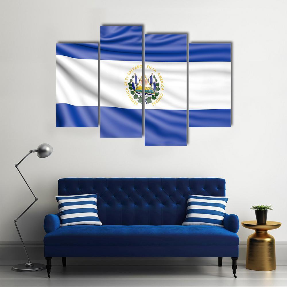 Flag Of El Salvador Canvas Wall Art-4 Pop-Gallery Wrap-50" x 32"-Tiaracle