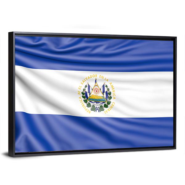 Flag Of El Salvador Canvas Wall Art-3 Horizontal-Gallery Wrap-25" x 16"-Tiaracle