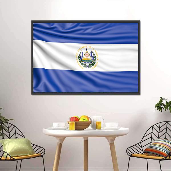 Flag Of El Salvador Canvas Wall Art-3 Horizontal-Gallery Wrap-25" x 16"-Tiaracle