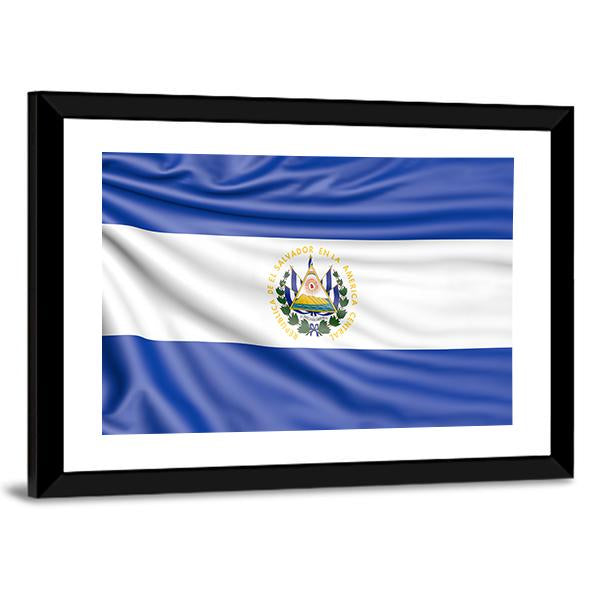 Flag Of El Salvador Canvas Wall Art-3 Horizontal-Gallery Wrap-25" x 16"-Tiaracle
