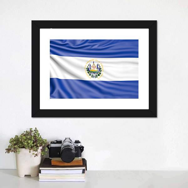 Flag Of El Salvador Canvas Wall Art-1 Piece-Framed Print-20" x 16"-Tiaracle