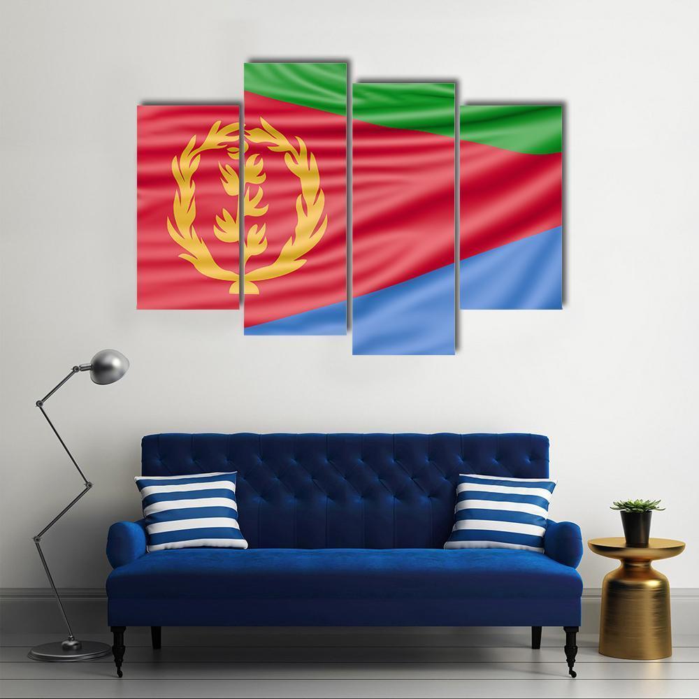 Flag Of Eritrea Canvas Wall Art-4 Pop-Gallery Wrap-50" x 32"-Tiaracle